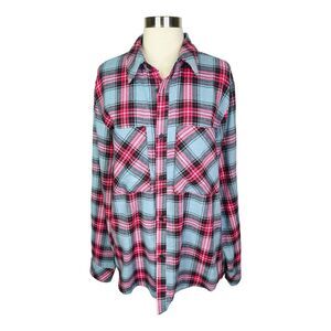 Eleven Paris Plaid Flannel Button Down Shirt - Size Large